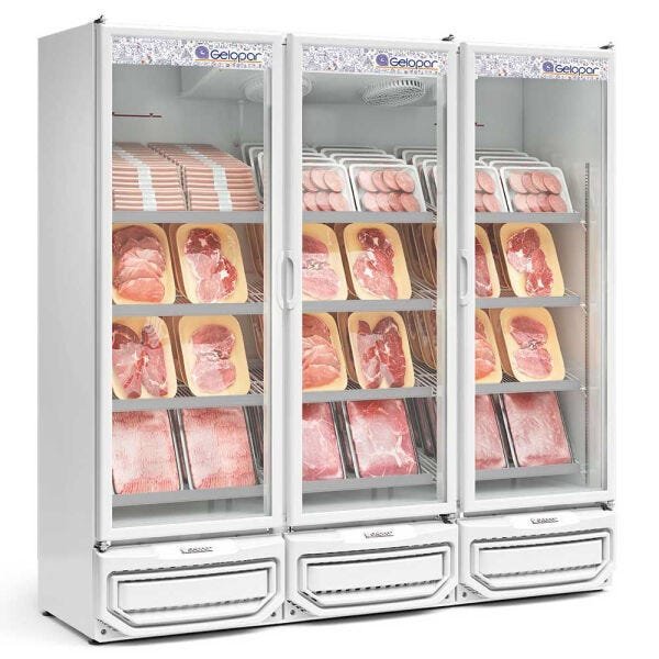 Expositor de Carne 3 Portas GCBC1450 Gelopar Refrigerador Vertical 3 PORTAS BRANCO 220V - 1