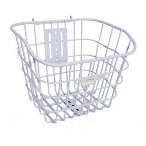 Cesta Cestinha para Bicicleta Aramada Branca Retrô com Tampa