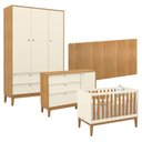 Ver imagem 1 de Quarto de Bebê Unique 3 Portas com Cômoda Sapateira e Painel Farm Off White Freijó Eco Wood - Matic