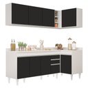 Ver imagem 1 de Armário de Cozinha Modulado de Canto Esquerdo 4 Peças Cp50 Balcão com Tampo Branco/preto - Lumil Lum