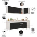 Ver imagem 3 de Armário de Cozinha Modulado de Canto Esquerdo 4 Peças Cp50 Balcão com Tampo Branco/preto - Lumil Lum