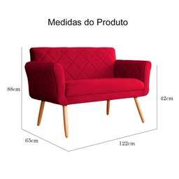 Namoradeira Isabela 02 Lugares Veludo Cores - DS Estofados - Vermelho - 5