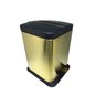 Lixeira Quadrada Dourada e Preta em Aço Inox Com Pedal 12L – By Fineza - 2