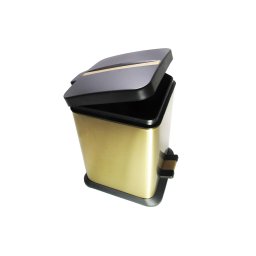 Lixeira Quadrada Dourada e Preta em Aço Inox Com Pedal 12L – By Fineza - 3