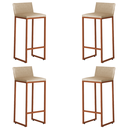 Ver imagem 1 de Kit 4 Banquetas Alta Dani Reforçada Decorativa Balcão Bancada Cozinha Bar Base Bronze Courino Bege