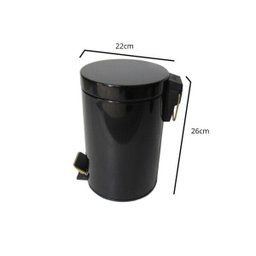 Conjunto Preto e Dourado para Banheiro-Lixeira com pedal+escova sanitária - By Fineza - 4