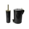 Conjunto Preto e Dourado para Banheiro-Lixeira com pedal+escova sanitária - By Fineza - 1