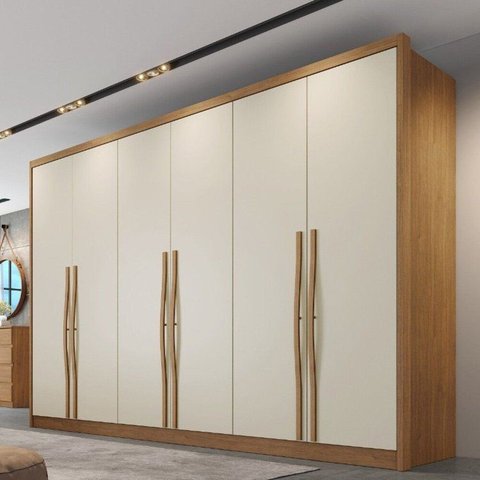 Guarda-Roupa Casal 6 Portas e 6 Gavetas em MDF Reno Marrom/Cumaru/Fendi