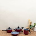 Ver imagem 4 de Jogo de Panelas Antiaderente Cerâmica 4 Peças Vermelha - Oikos