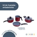 Ver imagem 3 de Jogo de Panelas Antiaderente Cerâmica 4 Peças Vermelha - Oikos
