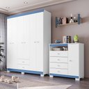 Ver imagem 7 de Guarda Roupa 6 Portas e Cômoda Sapateira 4 Gavetas Infantil Quarto Completo Baby Confort Branco