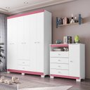 Ver mais imagens de Guarda Roupa 6 Portas e Cômoda Sapateira 4 Gavetas Infantil Quarto Completo Baby Confort Branco