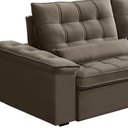 Ver imagem 4 de Sofá Retrátil Reclinável para Sala 3 Lugares 250cm Maresi F04 Veludo Marrom Claro - Lyam Decor