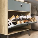 Ver imagem 6 de Sapateira Cômoda com Gaveta para Quarto Bege/Amêndoa/Acqua