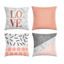 Ver imagem 1 de kit 4 capas de almofadas mármore com rosa 40x40