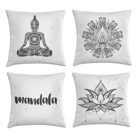 kit 4 capas almofadas Mandala 40x40
