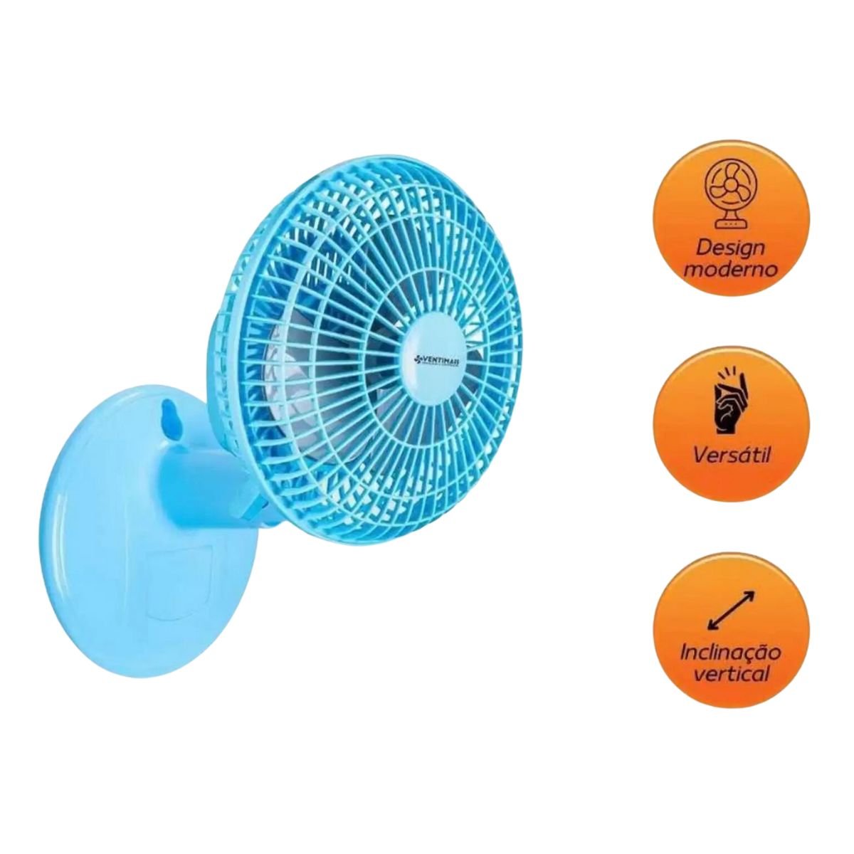 Mini Ventilador Turbo Ventimais 3 Pás 20cm Azul/prata 2 Velocidades 127v - 5