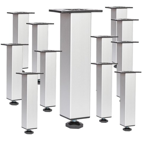 Kit 12 Pé Alumínio 15cm Fosco Cozinha Móveis 40x40 Regulável