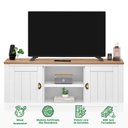 Ver imagem 2 de Rack Tv Bancada 58 Polegadas Madeira Maciça 2 Portas 2 Nichos Bolton Branco Madeirado Idimex