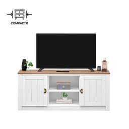 Rack Tv Bancada 58 Polegadas Madeira Maciça 2 Portas 2 Nichos Bolton Branco Madeirado Idimex - 4