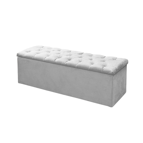 Calçadeira Baú P/ Box Solteiro 90cm Sofia c/ Capitonê Corano Branco - LM DECOR