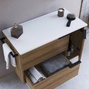 Ver imagem 2 de Gabinete de Banheiro Crpro-BAL013 Suspenso 2 Portas 1 Gaveta MDP 80cm Mel e Branco Multimóveis