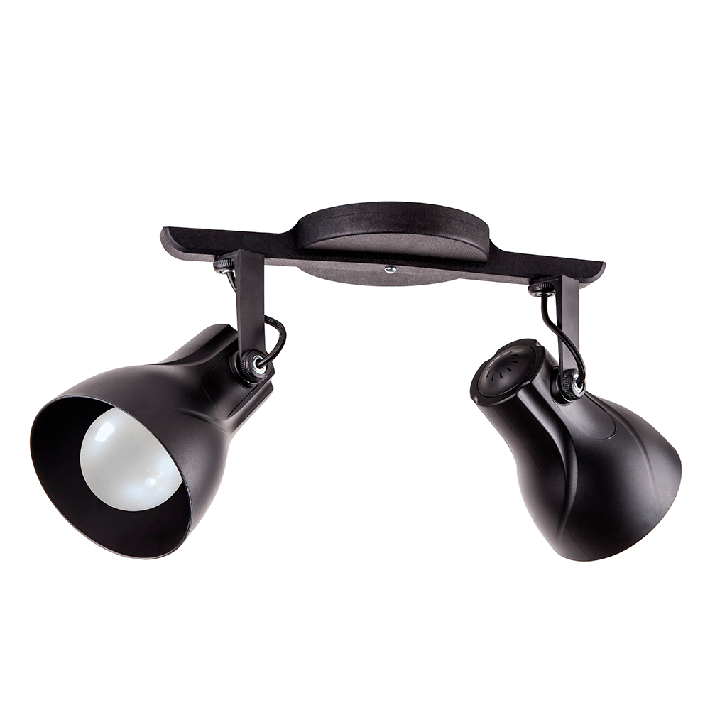 Luminária de Teto Spot Trilho Direcionável Octa Plus 2 Lâmpadas Praia Litoral E27 Bivolt:Preto/110V/