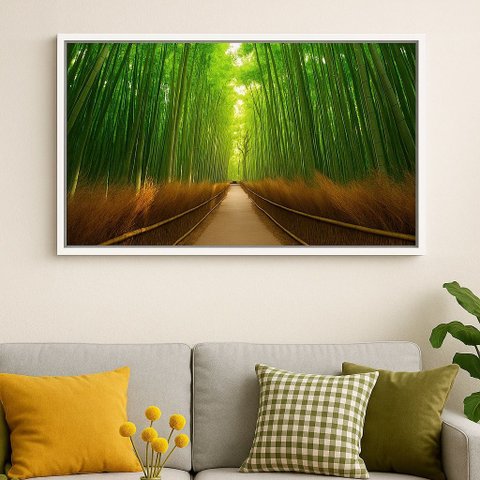 Quadro Canvas Caminho Meio a Natureza - Floresta-mold.branca:40x30cm