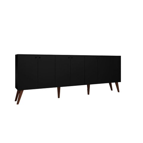 Aparador Buffet Retro para Sala de Estar 7 Portas Nicarágua - Preto
