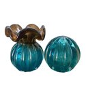 Ver imagem 1 de Conjunto Vaso Murano Trouxinha Marrom e Azul e Esfera Azul | Casa Del Grande