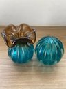 Ver imagem 4 de Conjunto Vaso Murano Trouxinha Marrom e Azul e Esfera Azul | Casa Del Grande