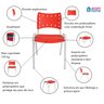 Cadeira Iso para Escola Escritório Comércio Vermelha Base Branca Ecomhome - 6