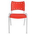 Ver imagem 2 de Cadeira Iso para Escola Escritório Comércio Vermelha Base Branca Ecomhome