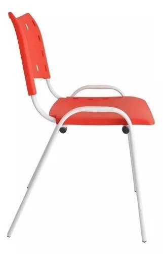 Cadeira Iso Para Escola Escritório Comércio Vermelha Base Branca - 2