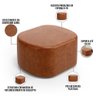 Puff Decorativo Orgânico para Living Quarto 70cm Doha W01 Couríssimo Camel - Lyam Decor - 7