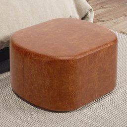 Puff Decorativo Orgânico para Living Quarto 70cm Doha W01 Couríssimo Camel - Lyam Decor - 6