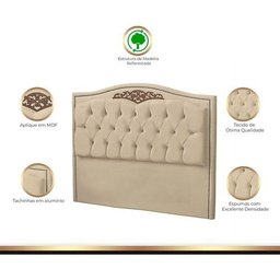 Cabeceira Kate Estofada para Cama Box de Casal 1,40 Veludo Bege Bz Home Decor - 5