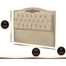 Cabeceira Kate Estofada para Cama Box de Casal 1,40 Veludo Bege Bz Home Decor - 4