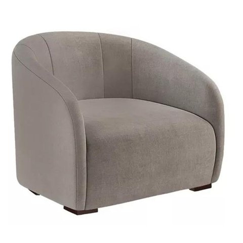 Poltrona Decorativa Estofada Recepção Julia Suede Cappuccino - Lm Decor