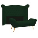 Ver imagem 1 de Kit Cabeceira Calçadeira Veneza 160cm Suede Verde
