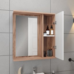 Gabinete para Banheiro com Cuba e Armário Tívoli 60cm Nogal/branco Móveis Bosi - 3