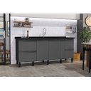 Ver imagem 1 de Gabinete Cozinha Mdf 1,74m Elegance com 8 Pés Pré-montado:preto/grafite