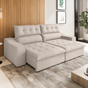 Ver imagem 1 de Sofá 4 Lugares 2,30m Retrátil e Reclinável com Pillow Top Jasper Veludo Bege - Casa Giulia