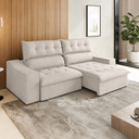 Ver imagem 2 de Sofá 4 Lugares 2,30m Retrátil e Reclinável com Pillow Top Jasper Veludo Bege - Casa Giulia