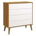 Ver imagem 1 de Cômoda Gaveteiro Retrô Elfe Branco Acetinado Savana Amadeirado - Reller