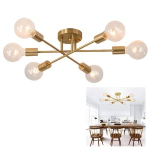 Lustre Sputnik Luminaria Candelabro 6 Lampadas E27 Quarto Sala Residencial Comercial Recepçao Decora