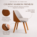 Ver imagem 4 de Cadeira Recepção Luxo Linho Bege Couro Marrom Madeira Jade