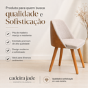 Ver imagem 6 de Cadeira Recepção Luxo Linho Bege Couro Marrom Madeira Jade