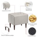 Ver imagem 6 de Kit 2 Puff Retangular Decorativo Eloah Linho Gelo Pés Palito Castanho - Arkell