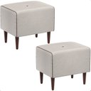 Ver imagem 1 de Kit 2 Puff Retangular Decorativo Eloah Linho Gelo Pés Palito Castanho - Arkell